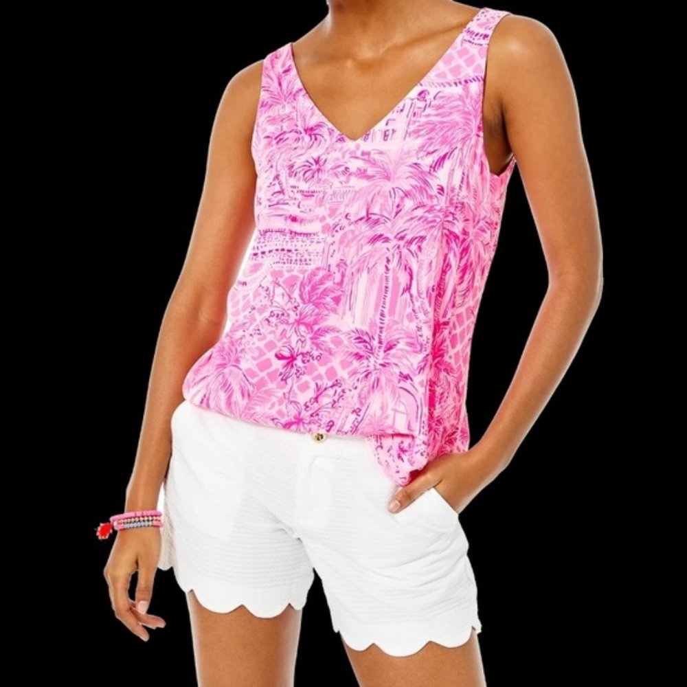 Lilly Pulitzer SCALLOP HEM SHORT - Brand New - White Size 8, 17.2 inches across